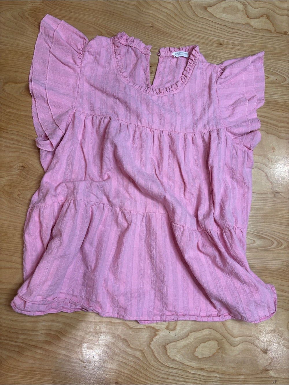 Chic Soul Pink Ruffle Sleeve Tunic